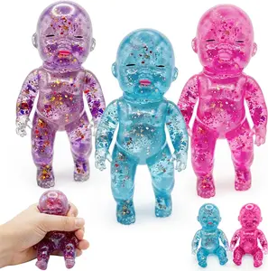 IMOLI Squishy Babies Glitter SqueezeSensory Squishy with Slow Rebound Satisfying Feel, Fidget Toys for Desk and Office Use, Stress and Anxiety Relief