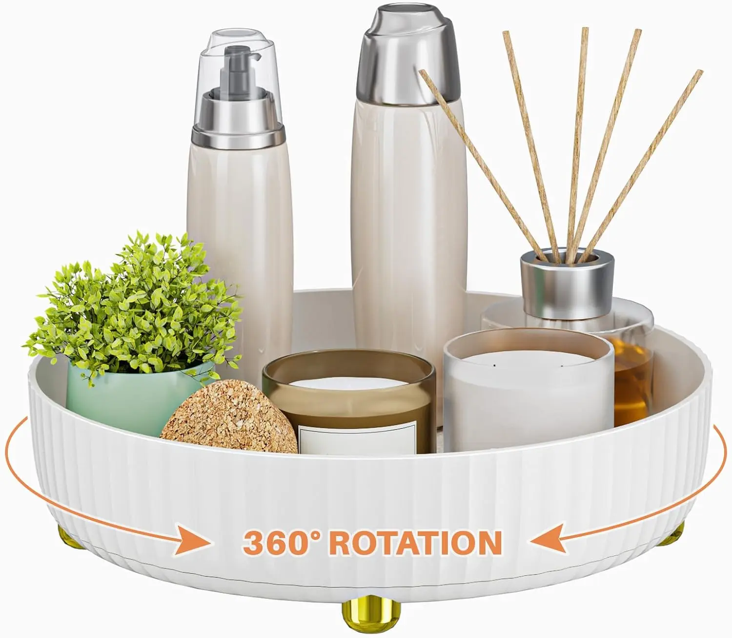 [New deal] Bathroom Organizers and Storage - Rotating Makeup Organizer Tray for Perfume, Skincare, Lazy Susan Organizer, White, Bathroom Counter Organizer, Minimalist