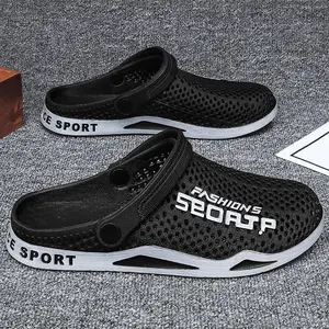 Men'S Summer Breathable Two-Way Sandals with Non-Slip Soft Soles, Closed-Toe Slip-On Shoes, Thick-Soled Beach Footwear
