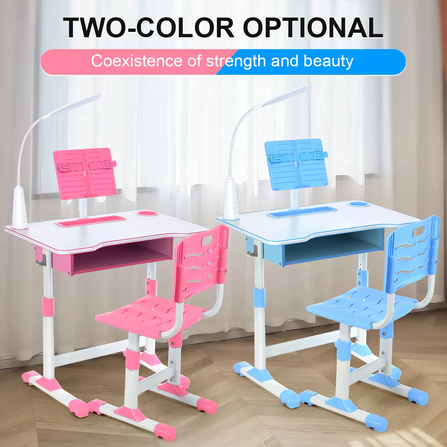 OYAJIA Desk With Chair Set AdjustableDesk And Chair Kit Easily AccommodateAny Age Furniture Storage Pink Blue desk summerwins,summerwins
