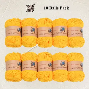 THINKTHINGS Acrylic Yarn for Knitting Crochet Bright Yellow Hand Knitting Yarn Weaving Yarn 10 Balls 17.6 Ounces Bulk Crochet Thread