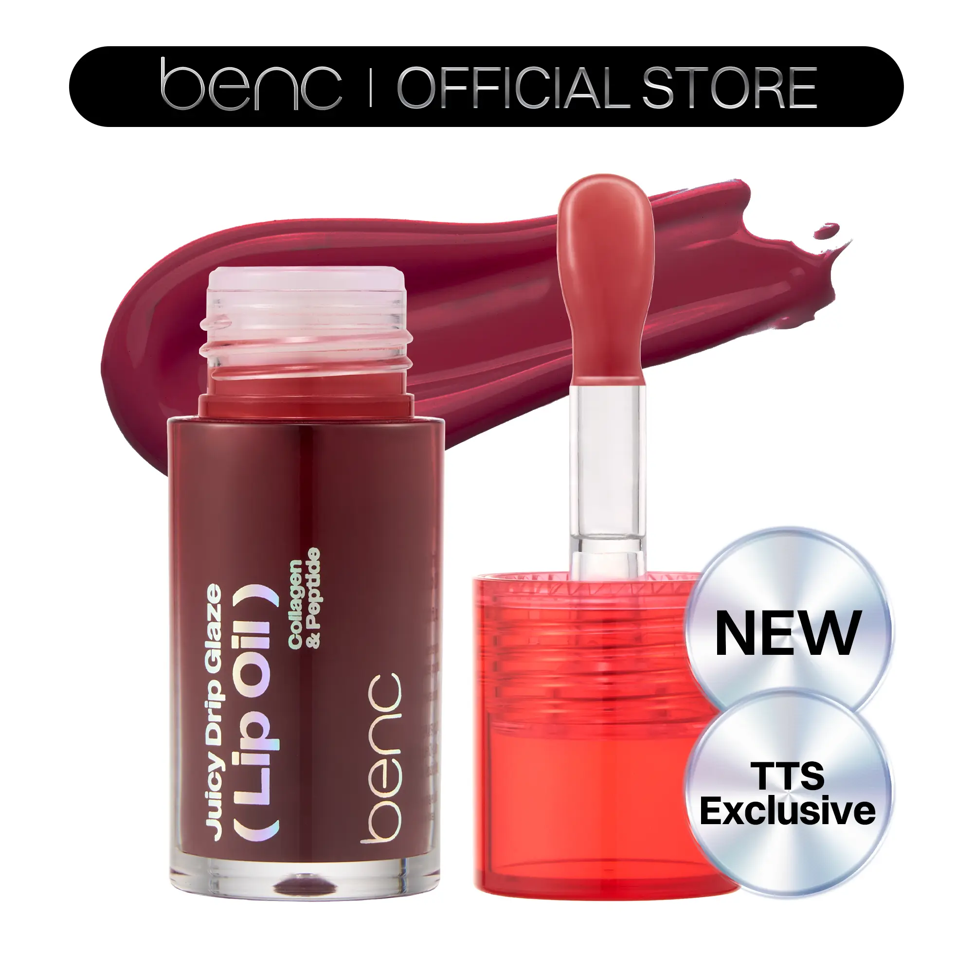 [NEW] Benc Juicy Drip Glaze Lip Oil 08 Chic Mauve l Hydrating Gloss, Moisturizing balms, Sheer tint, Shine & Dewy Finish