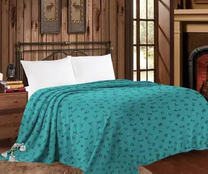 Mia Collection Thin Throw Blanket - Western Turquoise, Soft Cotton Blend with Patterned Design, Ideal for Home Comfort