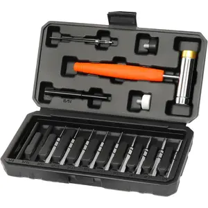 Punch Set, Punch Tools, Roll Pin Punch Set, Made of Solid Material Including Steel Punches and Hammer, Ideal for Maintenance (Without Bench Block)