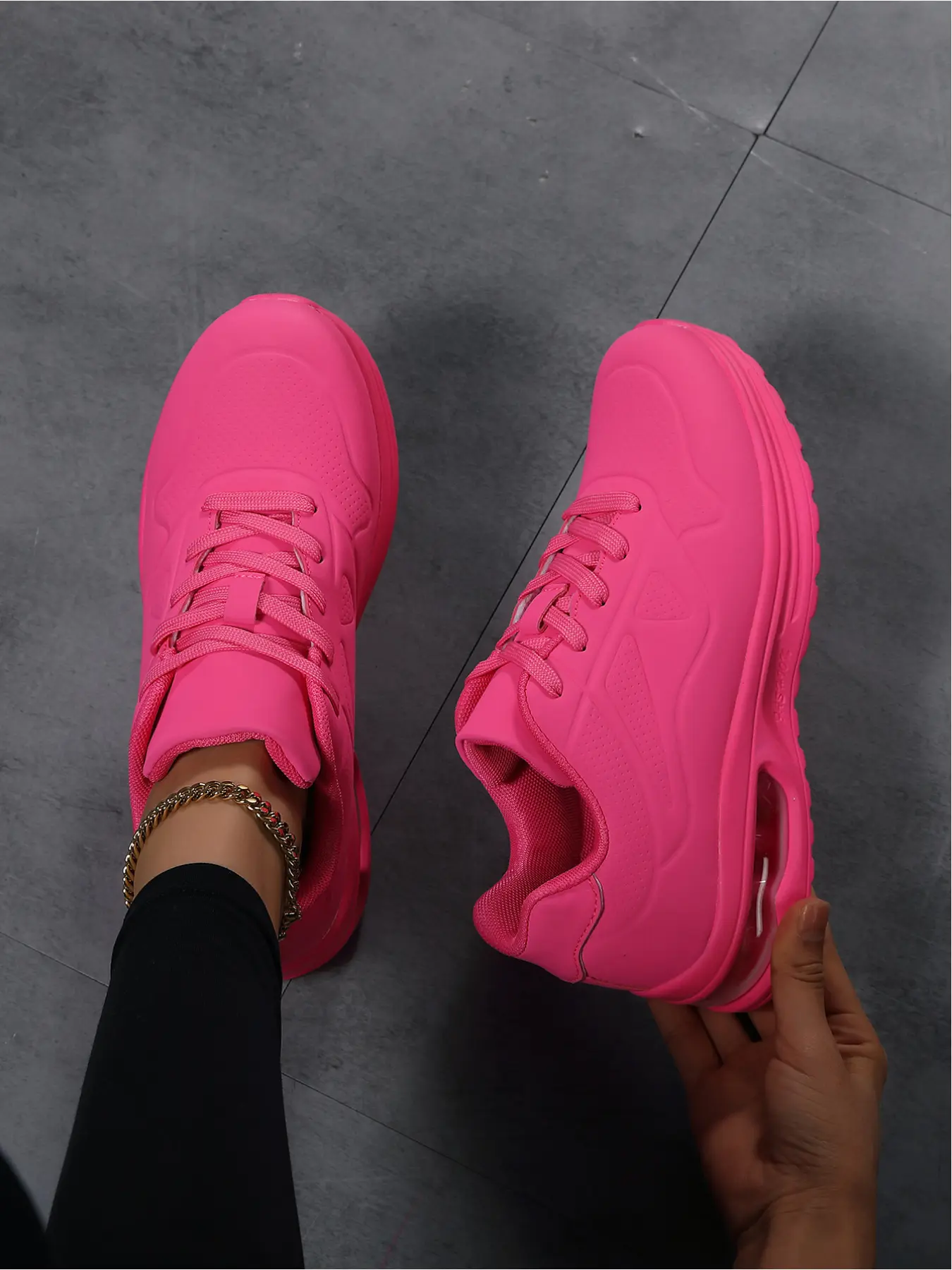 Women's Air Cushion Platform Sneakers, Lace-Up Shock Absorbing Running Shoes for Sports & Daily Life, Sporty Running Shoes