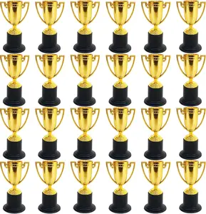 24 Pack Mini Trophies for Awards, Plastic Gold Award Trophy Cups, Golden Award Trophy Cups Set, Gold Participation Trophys Cup for Party Favors, Rewards, Props, Sports, Competitions (4 Inch)