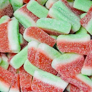 Halal Fizzy Watermelon Gummy Candy Slices - Sweet Treats with Refreshing Sour Watermelon Flavor