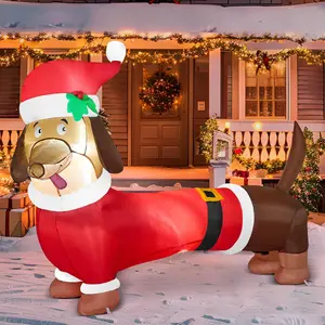 5 FT Christmas Puppy Inflatable Decoration with Build-in LED, Christmas Dachshund Inflatable, Blow Up Wiener Dog Yard Decoration for Xmas Indoor Outdoor Yard Garden Décor 7 FT Christmas Tree