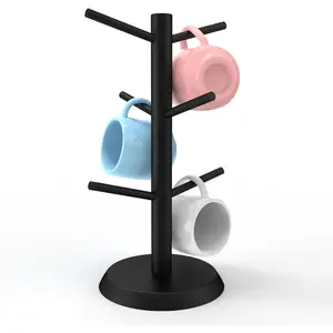Black Mug Holder,Coffee Mug Holder,Coffee Mug Tree,Non-Slip Coffee Cup Holder,Coffee Cup Holder for Counter,Coffee Mug Tree,Coffee Mug Rack with 6 Hooks (Black) others