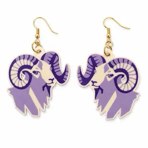 Aries Ram Zodiac Earrings – Lavender Aries Statement Dangles