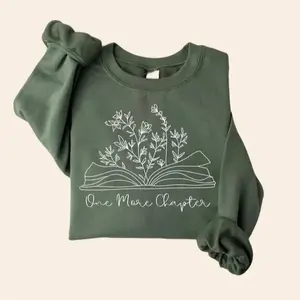 UrbanHalo - Retro Book Lover Gift, Reading Sweatshirt, Just One More Chapter Sweater, Books Club Matching Pullover, Gift For Librarian, Aesthetic Outfit