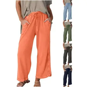 Women's Casual Wide Leg Sweatpants High Waist Baggy Acid Wash Pants Drawstring Athletic Pants with Pockets(gift)