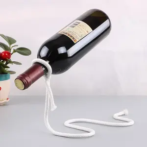 Suggestion Modern Floating Steel Link Chain Wine Bottle Holder Gold Unique Levitating Stand for Home Bar Kitchen Party Deco Stylish Utensils Rack