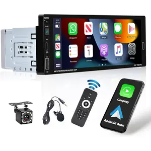 6.9 Inch Car Stereo with Wireless Carplay Android Auto Single Din Touchscreen Car Radio with Bluetooth 5.0 Mirror Link FM EQ SWC, Car Audio Receiver with MIC Backup Camera