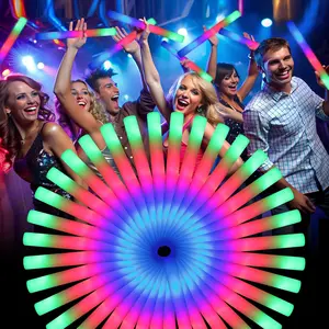 50 PCS Foam Glow Sticks, Foam Light Up Sticks Party Supplies with 3 Mode Colorful Flashing, Glow Sticks Bulk Party Pack, Led Foam Sticks for Birthday, Wedding, New Year, Carnival, Concert