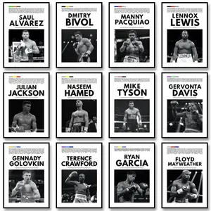 Black and White Boxing Legends Canvas Poster Boxing Inspirational Canvas Print Painting Wall Decor for Gym Bedroom Home Decor