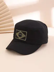 Cross-Border Military Enthusiast Flat Top Baseball Cap, Embroidered Brazilian Flag, Curved Brim, Casual Hiking Duckbill Hat