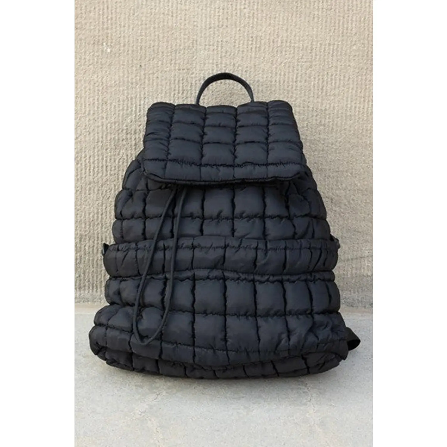 Solid Flapped Quilted Puffer Backpack Solid Flapped Quilted Puffer Backpack