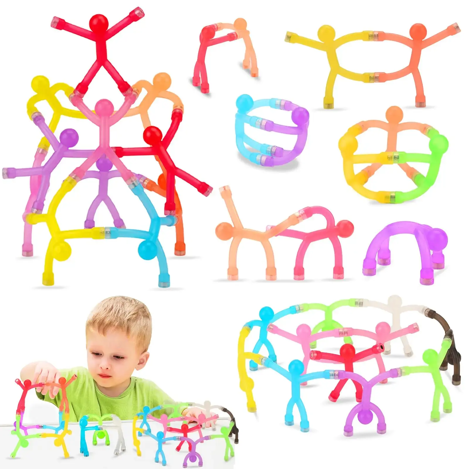 Magnetic People Figures Fidget Toy 10 Pack | Cool Sensory Building Toys for Autism ADHD Stress Relief, Mini Portable Fridge Magnets, Travel Must-Haves for Road Trips, Ideal Easter Basket Stuffers & Birthday Presents for Toddlers, Kids & Teens