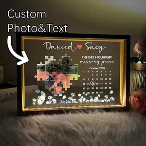 The Day I Found My Missing Piece Light Frame Personalized Gift Anniversary's Day Gifts