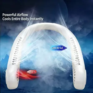 Bladeless Rechargeable Neck Fan for Father's Day Gift, Hands-Free Earphone-Style Portable Fan with Cooling Tech, 8-Hour Battery Life, Ideal for Driving, Travel