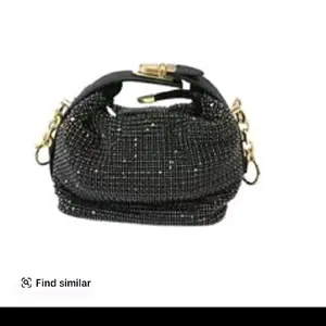 Bling Bling Bag - Black Beaded Handbag with Gold Chain Strap and Elegant Design