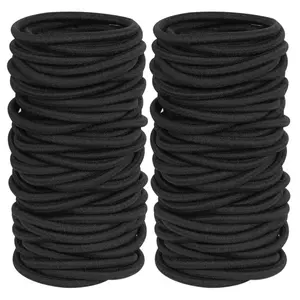 120 Pieces Black Hair Ties for Thick Curly Hair Ponytail Holders Hair Elastic Band for Women Men 4mm Rubber Stretchable Secure Hold No Crease