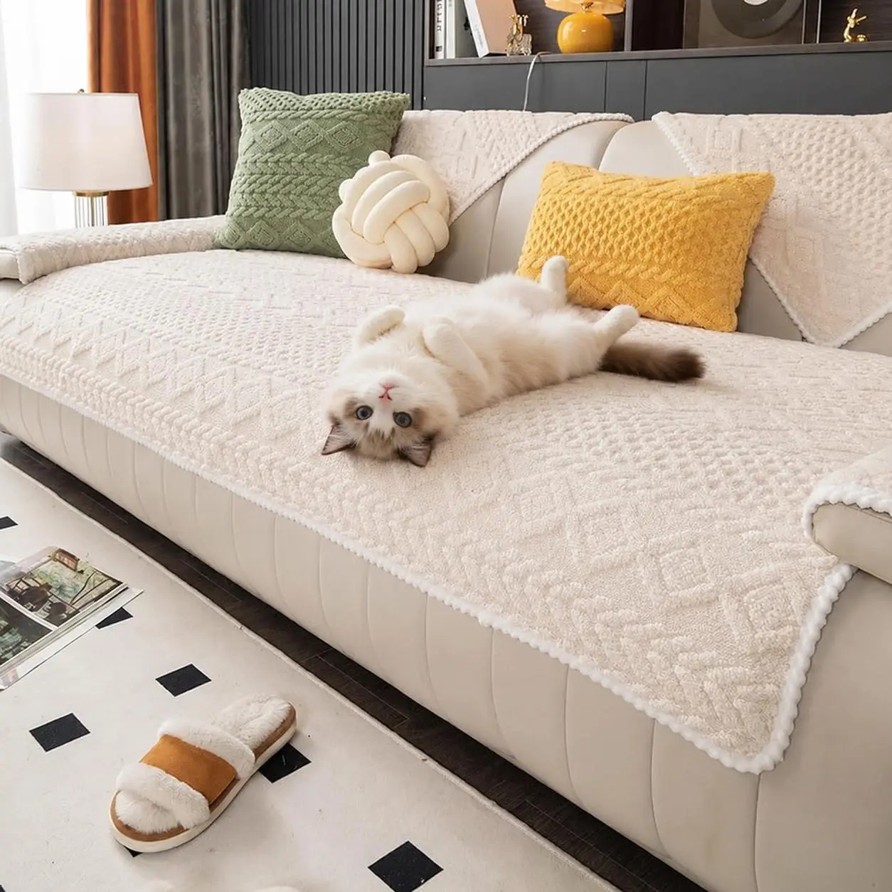 couch covers for sectional sofa sofa covers washable couch covers for dogs Soft Fabric Cat & Dog Friendly Sofa Cover Universal Fit for 1/2/3/4 Seat Sofas Non-Slip Slipcover Comfortable Towel Pet Friendly Easy to Use sectional couch covers for sofa