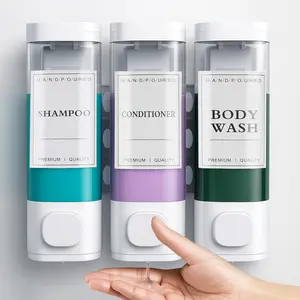 Shampoo Dispenser Shower Dispenser 3 Chamrber No Drill Wall Mounted for Shower Shampoo and Conditioner Dispenser for Bathroom, Toilet, Hotel & Kitchen,3 * 300ML (White)