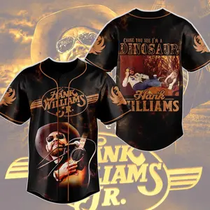 Cause You See Im A Dinosaur Hank W.Jr Baseball Jersey Shirt, Country Music Shirt, Gift For Him, Unisex Casual Baseball Jersey