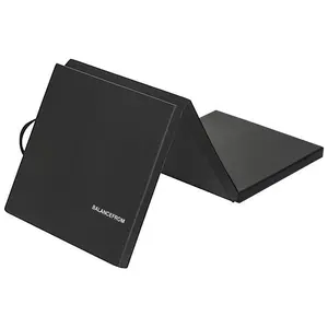 6 Ft. x 2Ft. x 1.5 In. Three-Fold High Density Foam Folding Exercise Mat with Carrying Handles for MMA, Gymnastics and Home Gym, Black