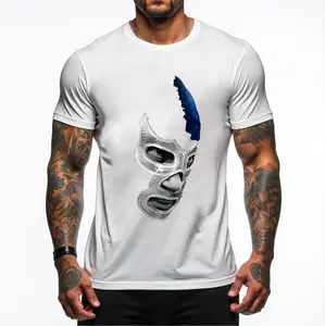 Men's & Women's 100% Cotton Mexican Wrestler Demon Blue Libre Art Graphic T-Shirts - Unisex Streetwear, Casual Sportswear, Vintage & Funny Graphic Tees for Running, Outdoor Activities, Golf Gifts, Funny Graphic Tee