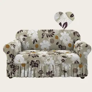 Modern Floral Print Elastic Stretch Decorative Sofa Cover, Pet-Friendly Polyester Fabric, Fits Single Twin Three Seater Sofas, Sofa Couch Covers