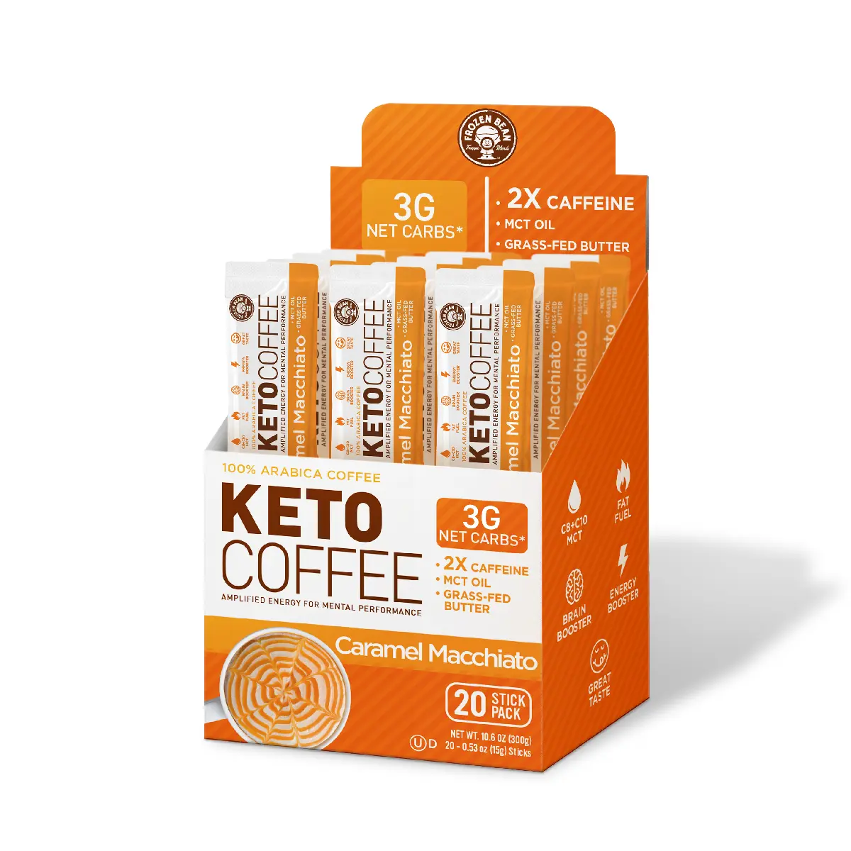 The Frozen Bean Keto Coffee Caramel Macchiato Instant Mix (20 Sticks)