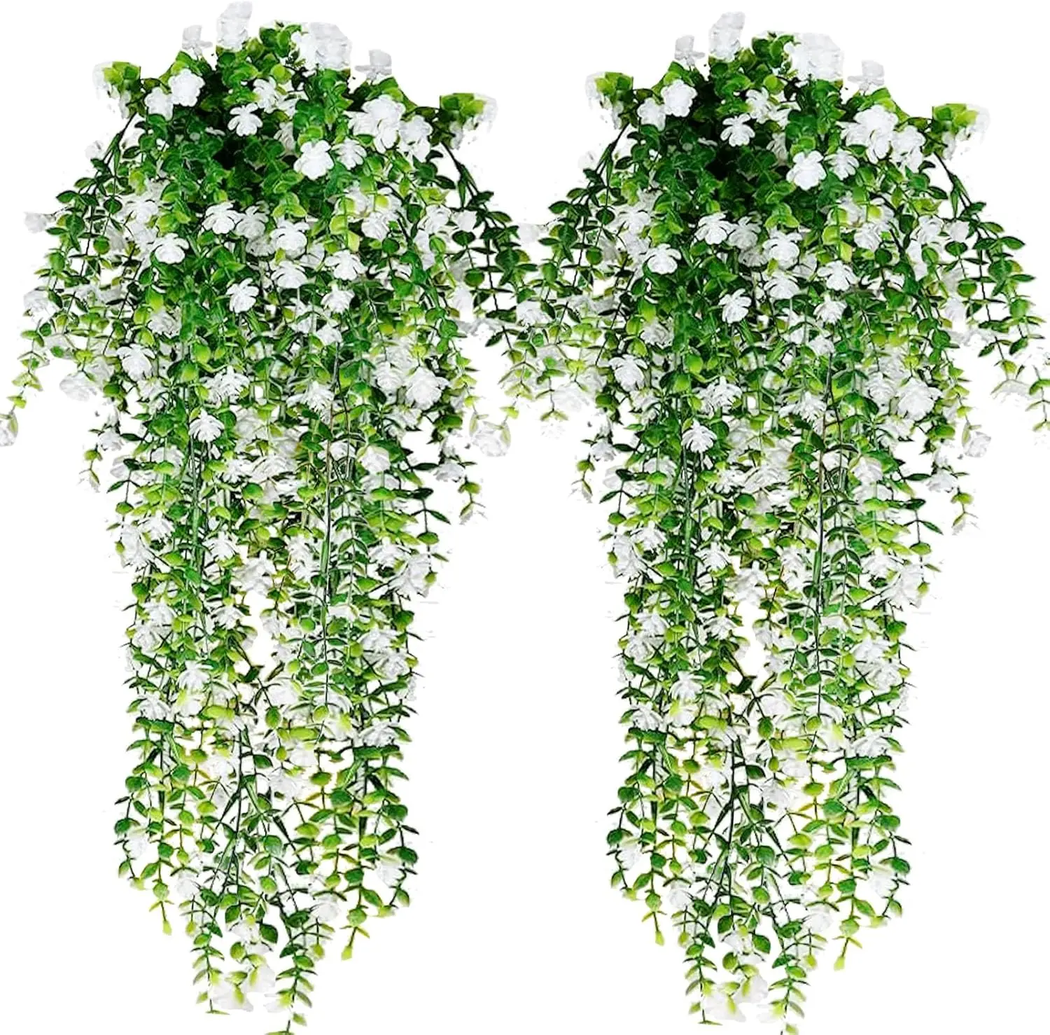 10Pcs UV Prevention Artificial White Hanging Flowers, Plastic Ivy Vine Greenery Vines, Faux Hanging Plants for Outdoor Indoor Garden Party Home Decor