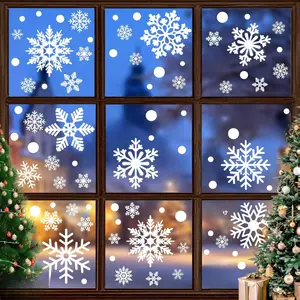 116PCS Christmas Decorations, 9 Sheets Christmas Window Clings, Snowflake Window Clings Decals, Double Sided Xmas Snowflake Decal Stickers for Winter Holiday Home Indoor Decorations Decor Supplies