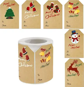 250 Pcs Christmas Gift Tags Stickers, 3 x 2 Inches Craft Christmas Stickers Labels,Self Adhesive Xmas Name Tags Sticker for Presents Boxes Bags Envelopes Gift Wrapping Decoration