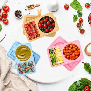 Reusable Silicone Snack Container with Lid, Dual Compartment Food Storage Box, Compact Design for Parties and Picnics, Safe for Food, Reusable Snack Containers