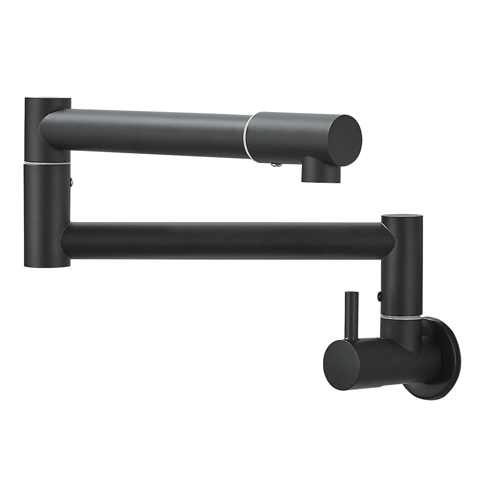 Pot Filler Faucet Stainless Steel Pot Filler Wall Mount Kitchen Stove Faucet with Double Joint Swing Arms,Matte Black