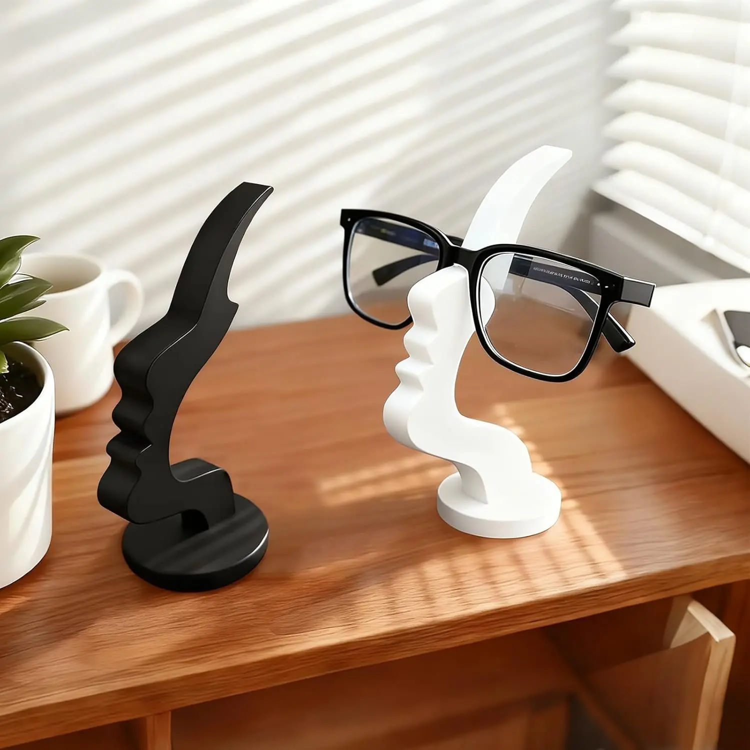 3D Printed Face-Shaped Modern Design Eyeglass Holder Stand - Compact Home Supplies Desk Organizer, Nightstand Organizer for Glasses & Sunglasses, Bedroom Artistic Decor, Housewarming/Birthday Gift, Abstract