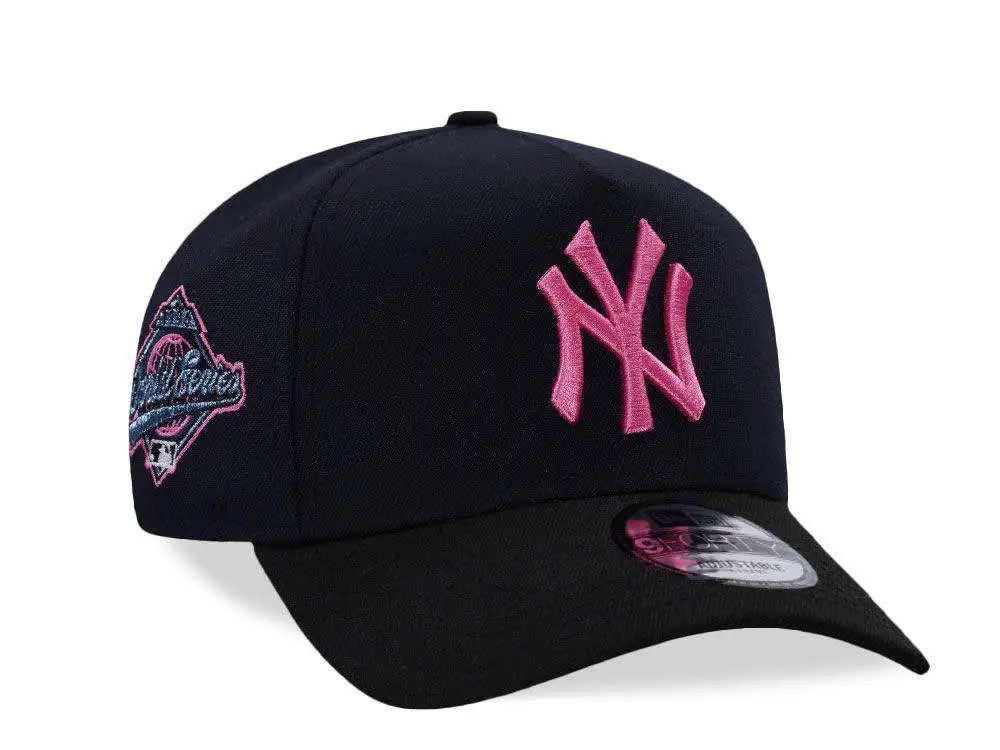 New era Classic NY Vibe Snapback Hat with Pink Embroidery | Premium Structured Curved Brim Cap | Retro Commemorative Side Patch Urban Headwear new1