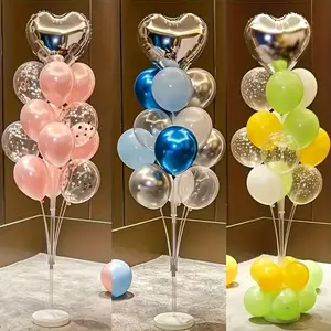 Balloon Stand Set with Water-Filled Base, Reusable Balloon Columns for Weddings, Birthdays, Graduations, Perfect for Party Decor and Events, Heart Shaped Balloons, Balloon Party Supplies