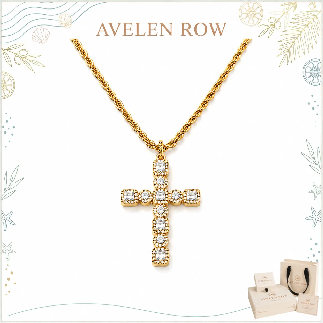 Cross Necklace for Men Gold Necklace for Women Gold Heart Cross Jewelry 14K Silver Plated Solid Iced Cubic Zirconia Stainless Steel Pendant Chain