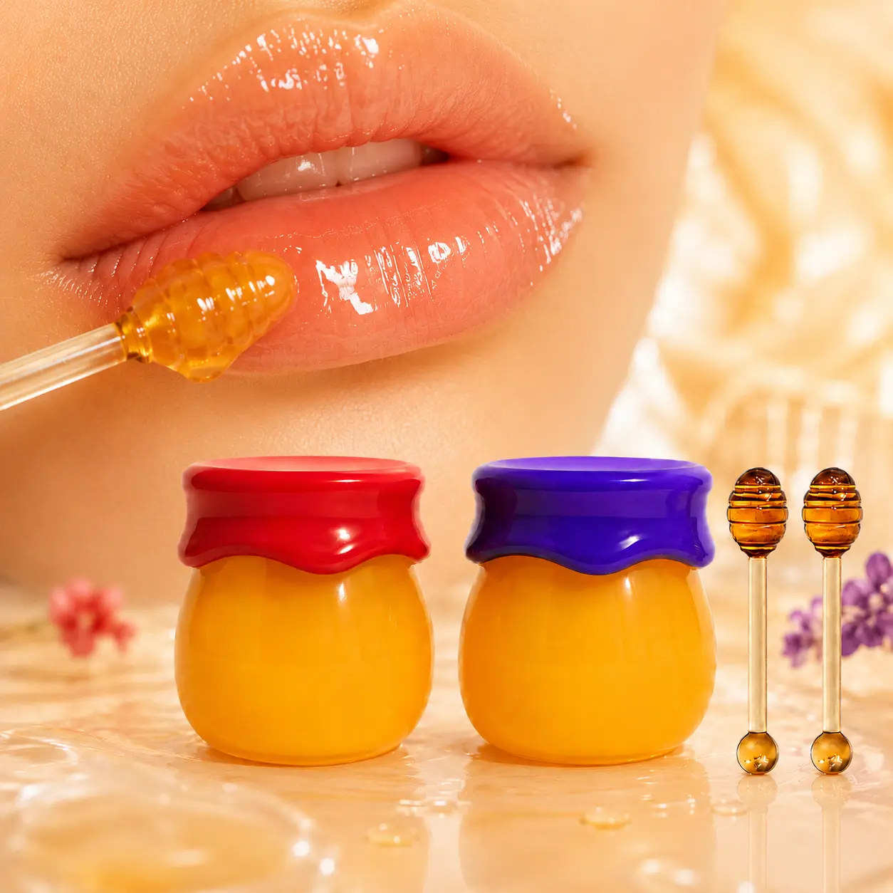 Moisturizing Lip Balm Set, Pomegranate & Blueberry Hydrating Gel Lip Mask, Non-Sticky Lip Care for Dry Lips and Visible Lip Lines, Men & Women