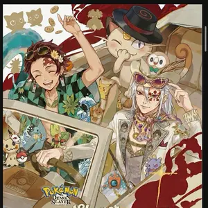 Demon Slayer X Pokemon PGU V2 5x A6 Board Bundle CCG