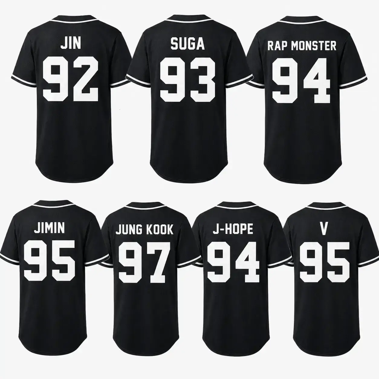 2026 K-pop Fan Printed Short Sleeve Button Down Black Baseball Jersey,  Bangtan Arirang World Tour 2026,  Unisex Adult & Youth Sizes Casual Top Ideal For Concert