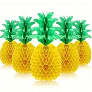 5pcs Pineapple Honeycomb Balls, Hawaiian Style Party Decor, Fruit Pineapple Honeycomb Ball, Birthday Beach Party Graduation Table Decoration