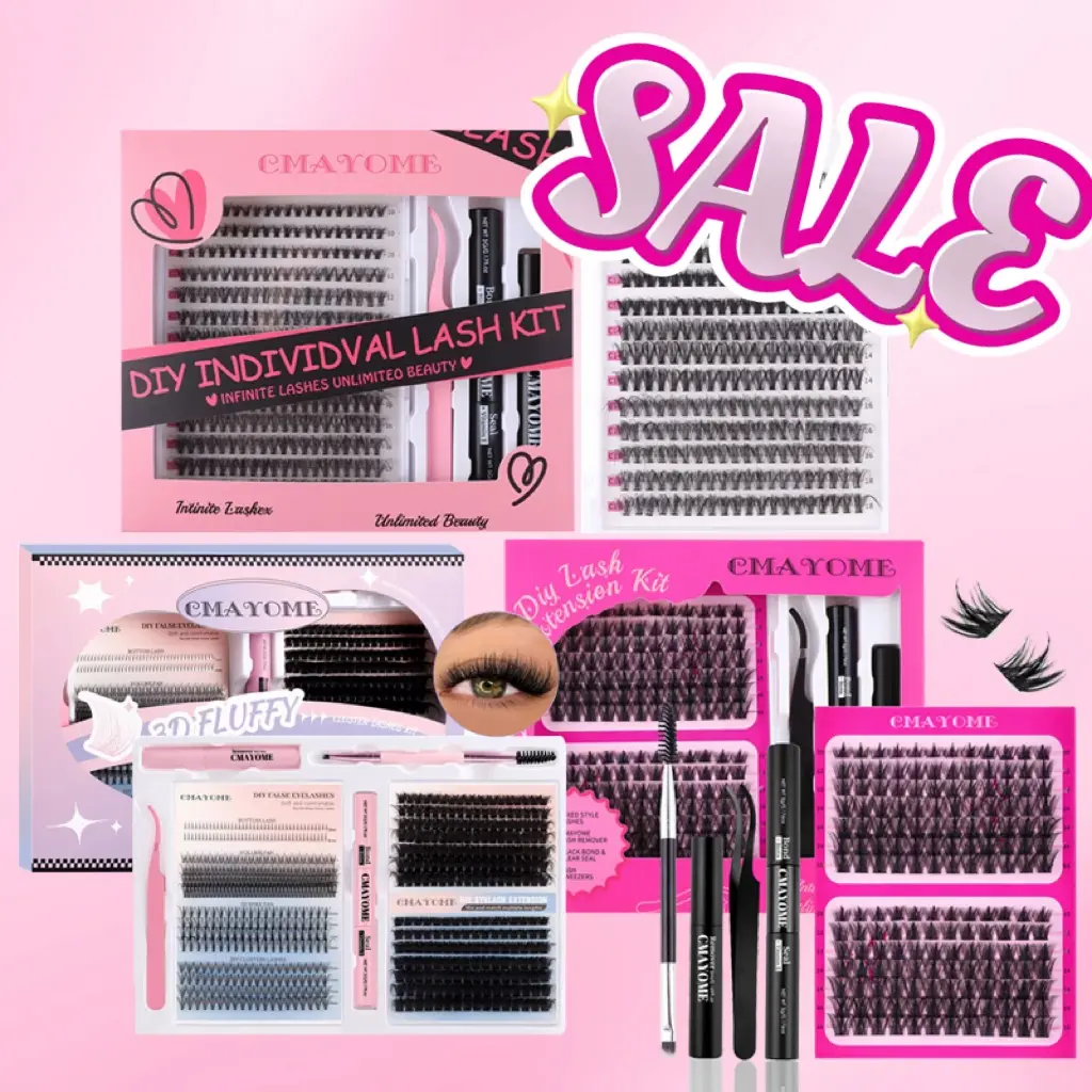 CMAYOME Volume Lash Clusters Kit DIY Lash Extension Kit C/D Curvature Eyelash Extensions with Lash Bond and Seal Tweezers sohochic