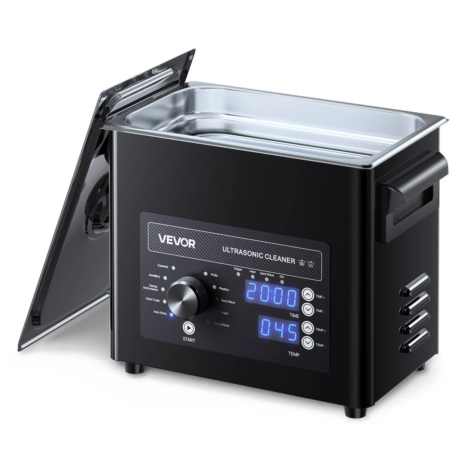 VEVOR 3L Ultrasonic Cleaner Machine, 40kHz Waves, Knob Control, Stainless Steel Unit with Basket & Cleaning Ball, Adjustable Settings, Degassing Mode, Digital Display, Dual Power Settings, 30% Efficiency Boost, for Watches & Jewelry Cleaning,#BacktoSchool