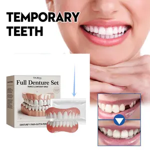 Realistic upper and lower dentures — natural and lifelike tooth replacements with pink gums, for self-repair of missing teeth, easy-to-clean dental restorations for edentulous adults — ideal as birthday gifts or Independence Day gifts